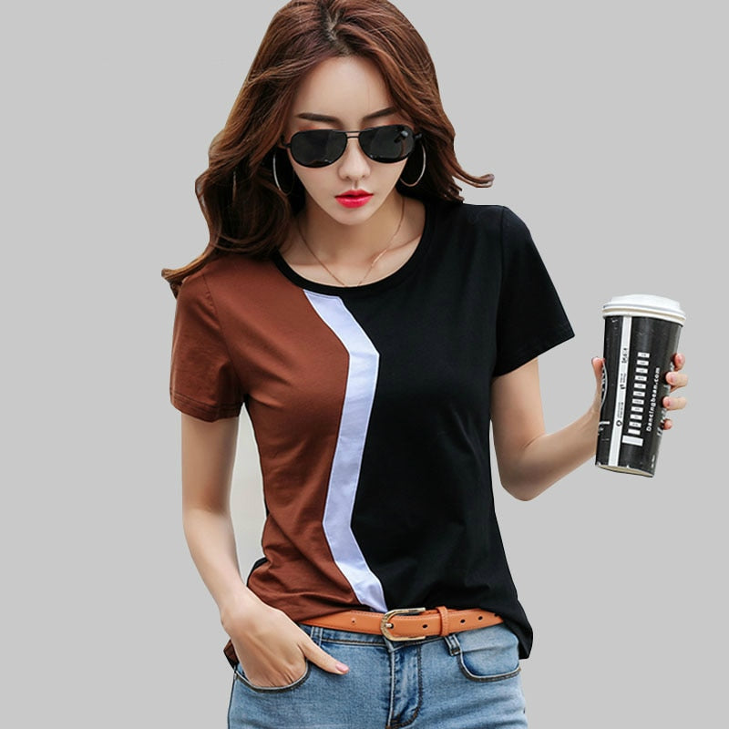 Casual Stitching Female Shirt Casual Women Tops 2023 Frühling Sommer Cool Short Sleeve Shirt Korean Style Fashion Blusas 3189