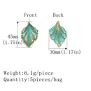 2021 New 5pcs 45*30MM Retro Patina Plated Zinc Alloy Green Leaf Charms Pendants for DIY Necklace Metal Jewelry Accessories