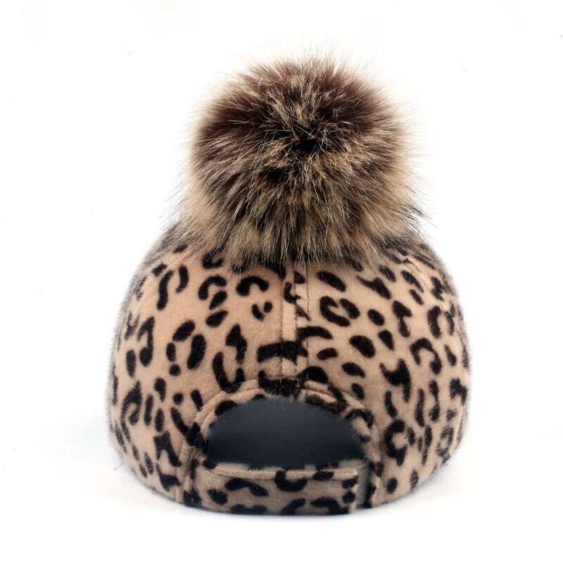 [YARBUU] brand new baseball caps 2018 winter cap for women Faux Fur pompom ball Leopard cap children Casual Snapback hat cap