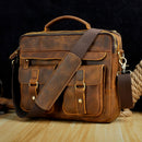 Le'aokuu Herren Echtleder Antik Stil Coffee Aktentasche Business 13" Laptoptaschen Attache Messenger Bags Portfolio B207-d