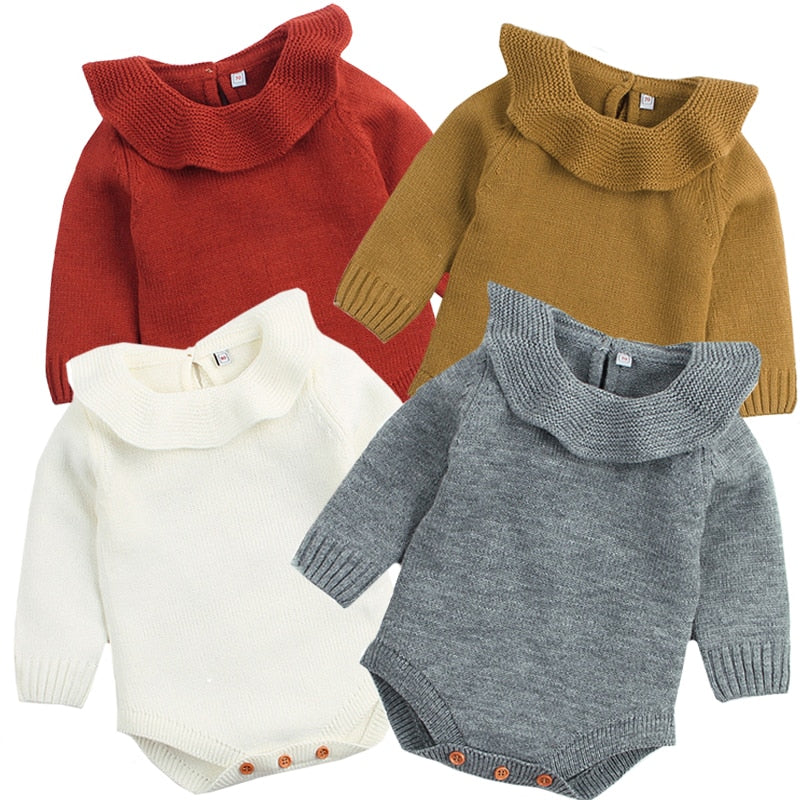 Bebé niño niña Otoño Invierno ropa de manga larga de Color sólido de punto cálido mameluco mono recién nacido ropa