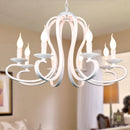 Nordic American Coutry Style Modern Candle Chandelier Lamps Fixtures Vintage White/Black Wrought Iron  Home Lighting E14
