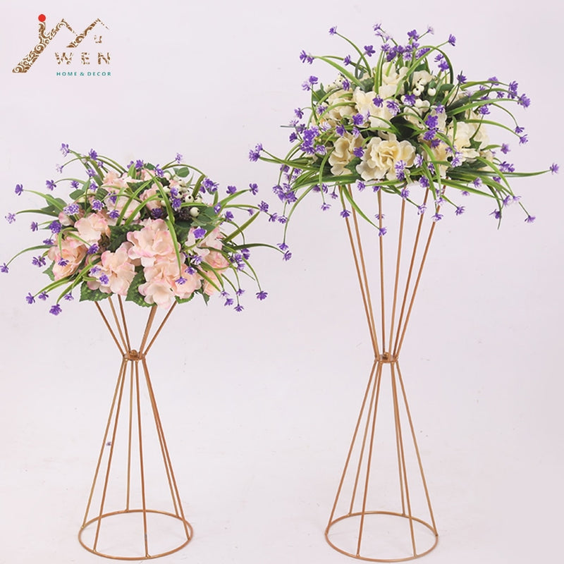 70CM/50CM Flower Vases Gold/ White Flower Stands Metal Road Lead Wedding Centerpiece Flowers Rack For Event Party Decoration