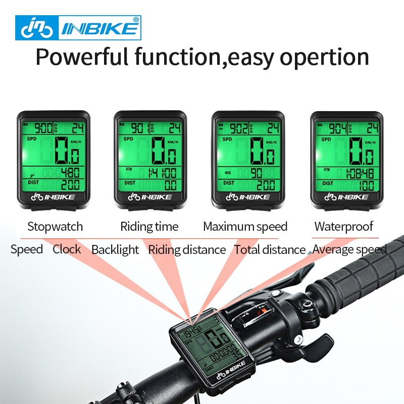 INBIKE impermeable MTB bicicleta ordenador bicicleta velocímetro inalámbrico con cable odómetro ciclismo reloj LED pantalla medible reloj IC321