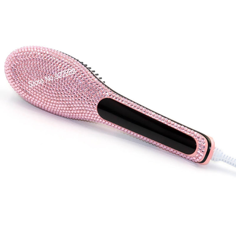 Electric Straightening Comb Rhinestone Detangling Straightener Brush Cepillo Alisador Pelo rectificador Cepillo para el pelo