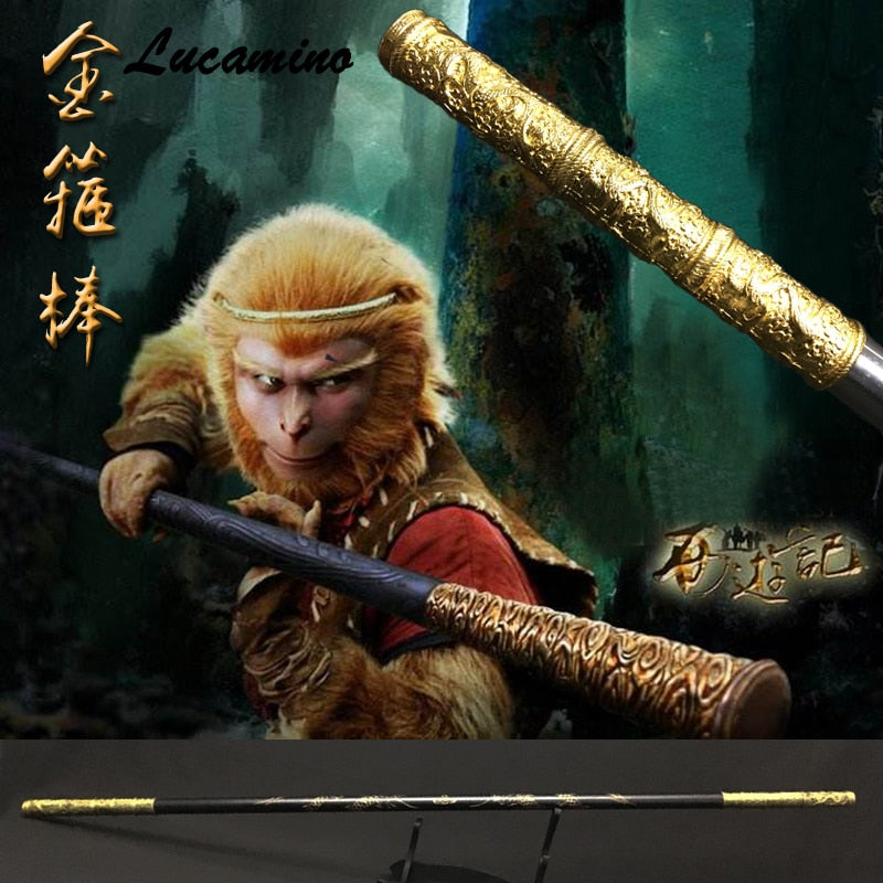 Wooden Monkey King Staff Kungfu Wooden Wushu Sticks Monkey Cudgels Carving dragon golden Cudgel Sun WuKong weapon practice