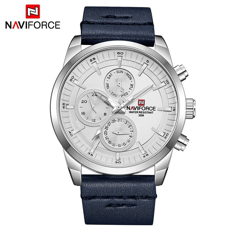 Mens Watches NAVIFORCE Top Brand Luxury Waterproof 24 hour Date Quartz Watch Man Fashion Leather Sport Wrist Watch Men Clock