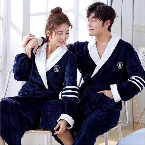 Winter Dick Warme Damen Korallenfleece Kimono Bademantel Liebhaber Paar Nachthemd Bademantel Schlafanzug Herren Große Nachtwäsche M L XL XXL 3XL