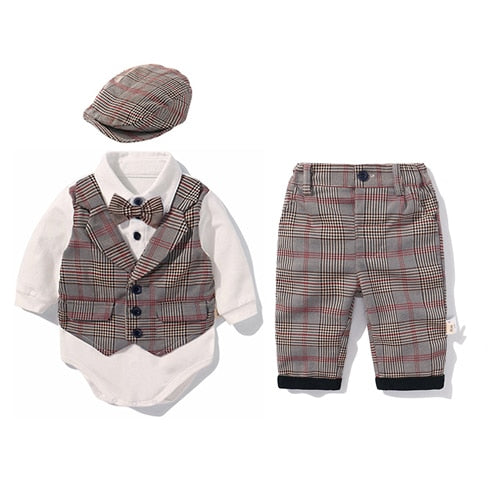 Toddler Boys Clothing Set 2023 Spring Baby cotton plaid Children Kid Clothes Suits 5pcs birthday Party Costume 1 2 3 Year Gift