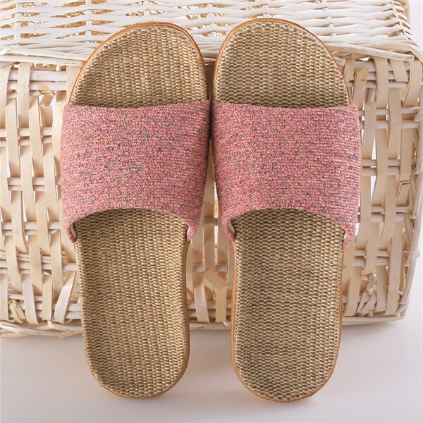 Suihyung Women Slippers Female Casual Flax Slides 13 Colors Linen Belt Ladies Sandals Flip Flops Lovers Summer Indoor Home Shoes
