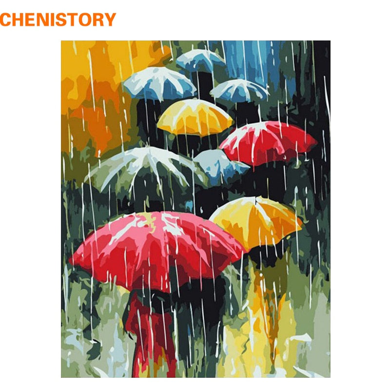 CHENISTORY Umbrella Rain DIY Painting By Numbers Kits Oil Painting On Canvas Handpainted Home Decoration For Unique Gift Artwork