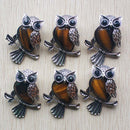 Fashion Vintage copper Plated Owl cute natural tiger eye stone onyx opal pendants for jewelry making wholesale 12pcs/lot free