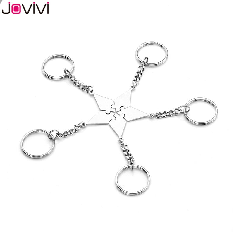 Jovivi Acero inoxidable 5/6 piezas llavero mejores amigos BFF llaveros amistad rompecabezas pieza encanto regalo llavero joyería