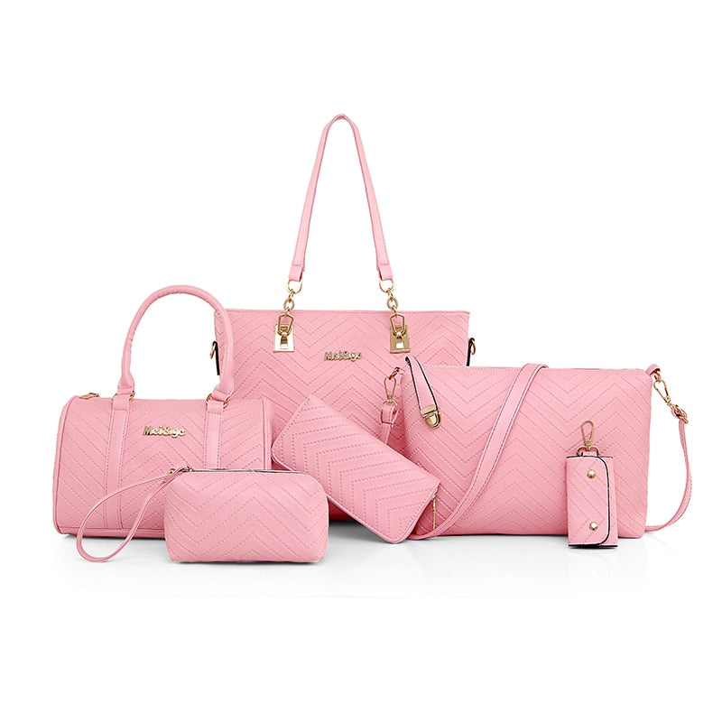 6 unids/set de bolsos compuestos para mujer, bolsos de hombro tipo bandolera para mujer, bolso de mano de lujo 2021, cartera de mano, bolso principal para mujer