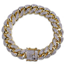 TOPGRILLZ Hip Hop Male Jewelry Bracelet Copper Iced Out Gold Color Plated CZ Stone 14mm Chain Bracelets With 7" 8" Two sizes