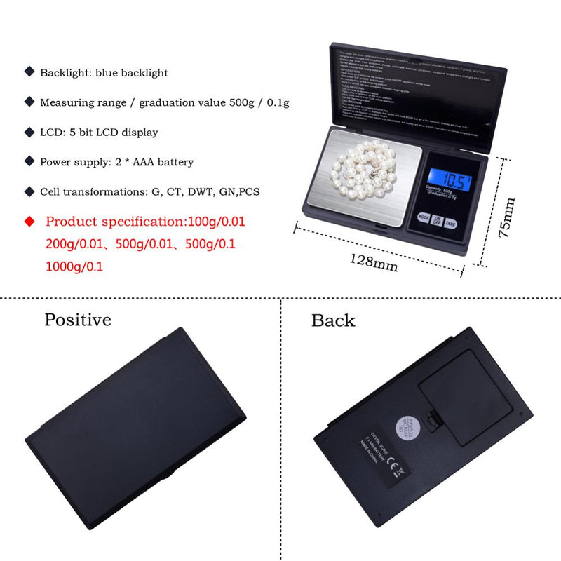 LCD Digital Pocket scale 500/0.01g  Jewelry Gold Balance Weight Scale  Electronic Gold Coin Scale for Household, Pharmacy