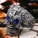 BEIER Stainless Steel Gothic gold Carving kapala skull  Ring Biker Hiphop rock Jewelry Unique fashion Gift for men BR8-327