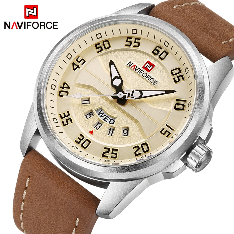 Nueva marca de lujo NAVIFORCE, relojes deportivos de moda para hombre, reloj de cuarzo para hombre, reloj de pulsera militar del ejército de cuero para hombre, reloj masculino