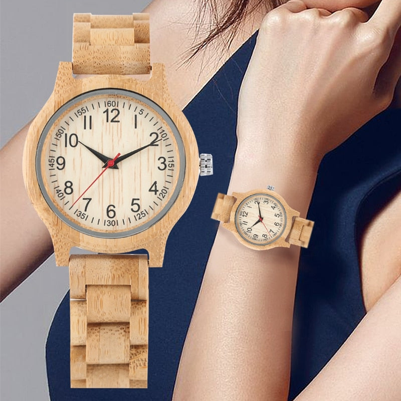 Reloj de madera para mujer, reloj de madera de bambú Natural, relojes de primeras marcas de lujo, reloj de cuarzo para mujer, reloj de vestir, brazalete de madera como los mejores regalos