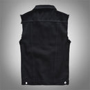 Sokotoo Men's Black Jean Vest Slim Fringe Denim Waistcoat Sleeveless Tank Top