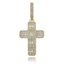 Quality Iced Out Asscher Cut Cross Pendant Necklace Mens/Women Micro Paved Hip Hop Gold Silver Color Bling Charm Chains Jewelry