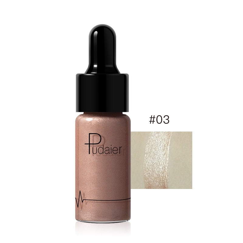 Pudaier Liquid Face Highlighter Makeup Brightener Bronzer Luminous Shimmer Glow Creator Corrector Crema resaltadora de larga duración