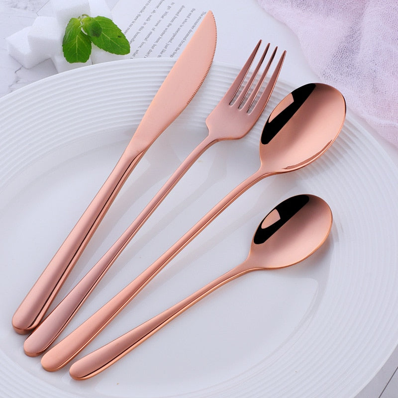 Stainless Steel Dinnerware 24 pcs Black Cutlery Set Fork Spoon Knife Set Western Tableware Party Table Utensils Home