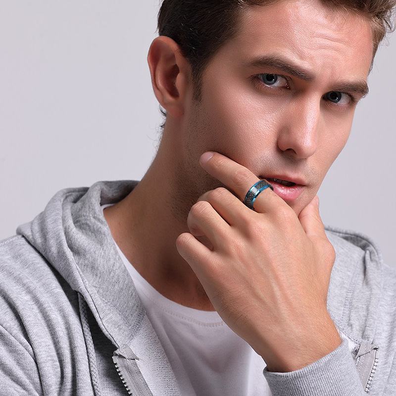 Anillo Vnox de tungsteno para hombre con fibra de carbono de 8mm, anillo de dedo para fiesta de compromiso masculino, alianzas de boda, tamaño de EE. UU. 8 9 10 11 12