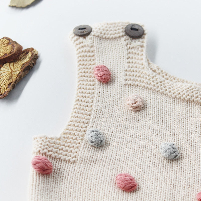 Knitted Baby Clothes 2019 Newborn Baby Rompers Handmade Pompom Baby Girl Romper 100% Cotton Infant Baby Boys Jumpsuit Overalls