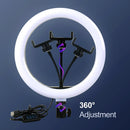 Videoleuchte Dimmbares LED-Selfie-Ringlicht USB-Ringlampe Fotolicht mit Telefonhalter 2M-Stativ für Make-up Youtube