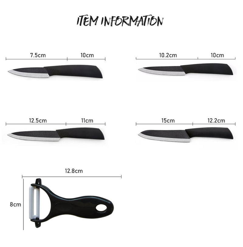 FINDKING High Quality  Zirconia Black Blade 3" 4" 5" 6" inch + Peeler + Covers Ceramic Knife Set Kitchen Professional  knife