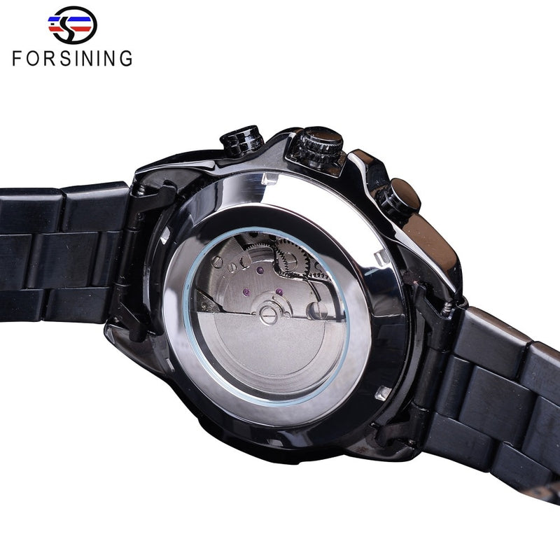 Forsining 2019 3 Dial calendario multifunción militar luminoso mano hombres mecánico deporte automático reloj de pulsera de marca superior de lujo