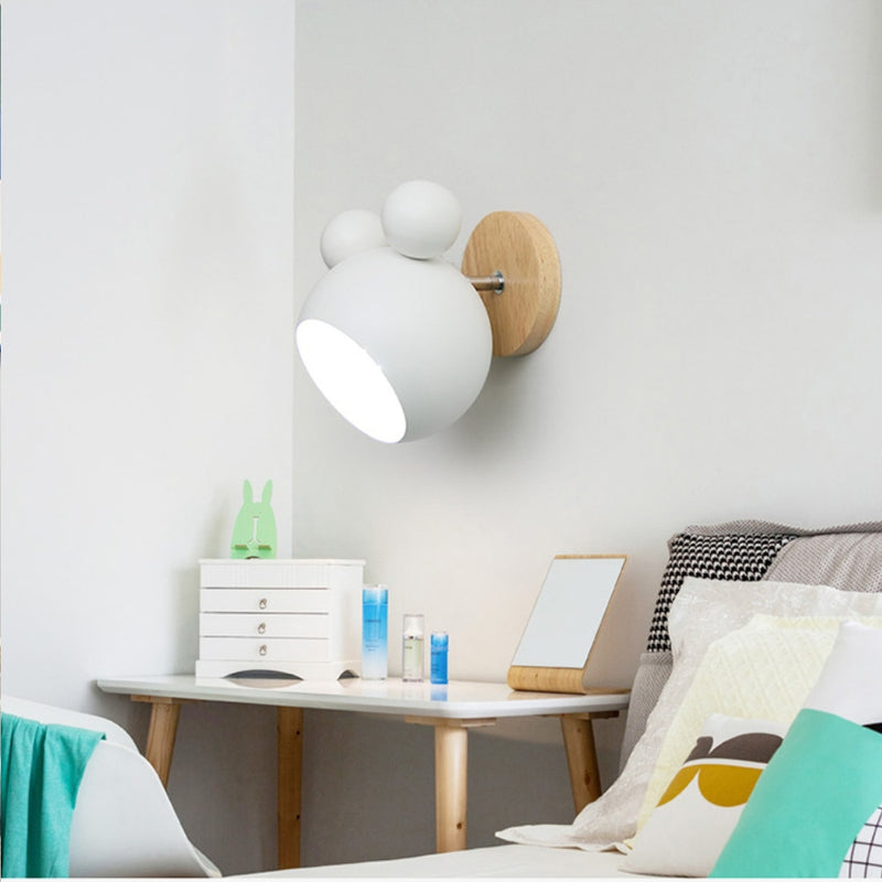 Nordic Wooden Wall Lamps Cute Cartoon Styling Coloful Wall Sconces Kitchen Restaurant Macaroon Decorative Bedside Lamp E27