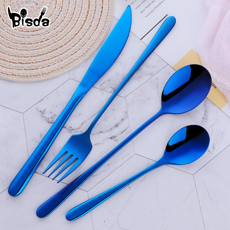 Stainless Steel Dinnerware 24 pcs Black Cutlery Set Fork Spoon Knife Set Western Tableware Party Table Utensils Home