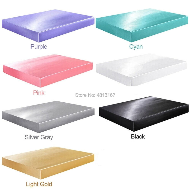 Super Soft Silky Satin Fitted Sheet Mattress Cover Deep Pocket Pillowcases Bed Sheet Set Wrinkle, Fade, Stain Resistant