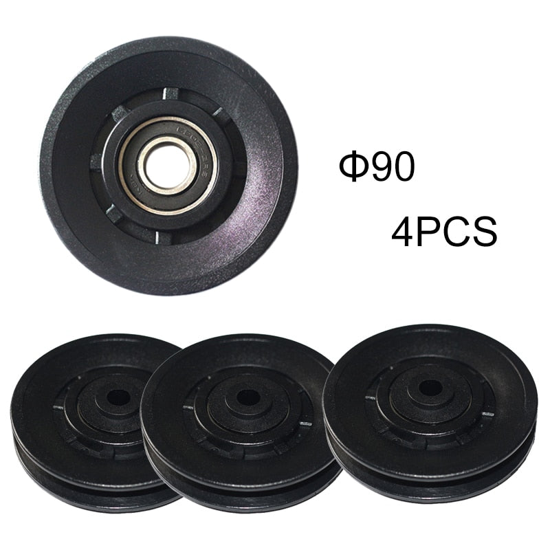 4 Pcs/Lot Wholesale Universal 70mm/90mm/105mm Diameter Wearproof Nylon Bearing Pulley Wheel Cable Gym Fitness Equipment Part