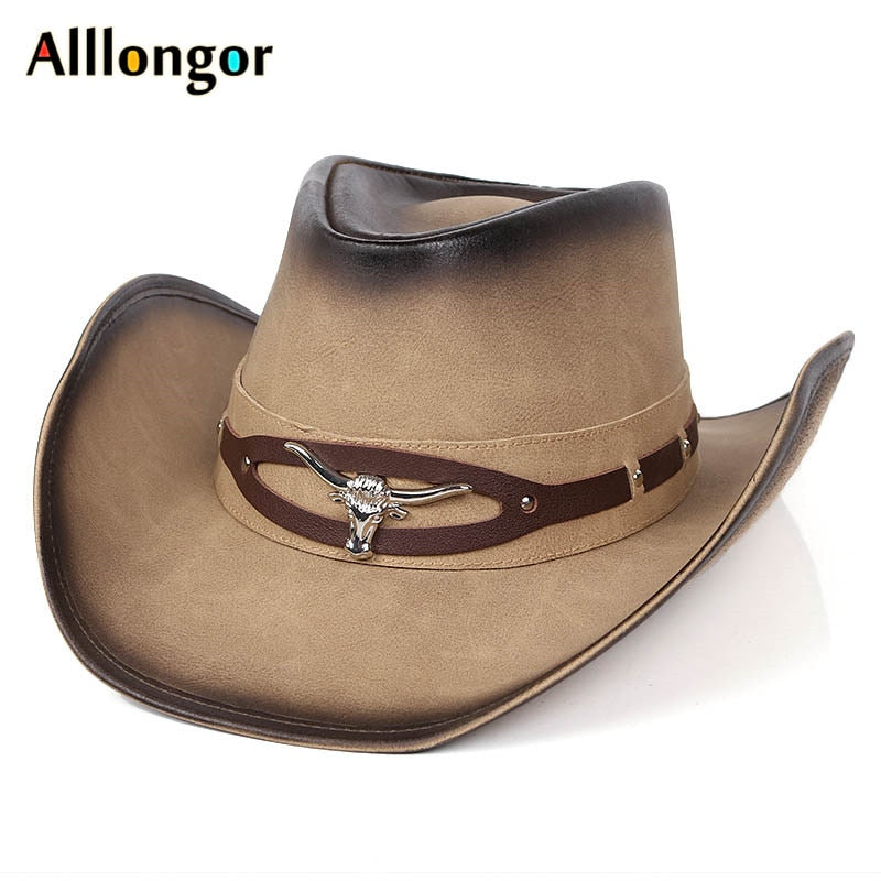 High Quality Western Cowboy Hat Men Women 2022 Faux Leather Cappello Classics Dad chapeau homme  Vaquero cowboy Vintage Cap