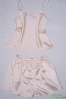 Women 100% Natural Silk 16 momme satin silk Camisole with Shorts Pajama Set Sleepwear M-2XL YM004