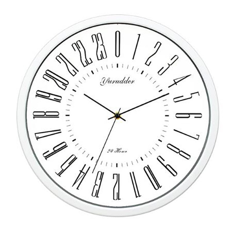2021 Newest 24 Hour Dial Design 12 Inches Clock Metal Frame Modern Fashion Decorative Round Wall Clock Home Decoration Bar Study