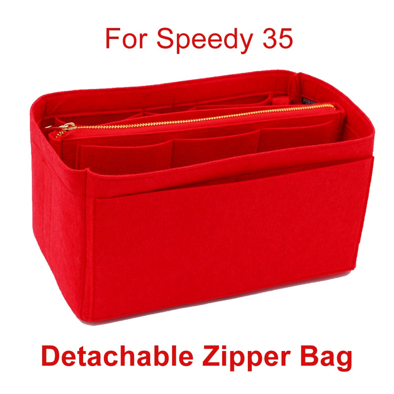 SPEEDY 25 30 35 Bolsa de inserción de tela de fieltro Organizador de bolso de maquillaje Organizador de viaje Bolso interior Bolsas de cosméticos portátiles Nunca llenas