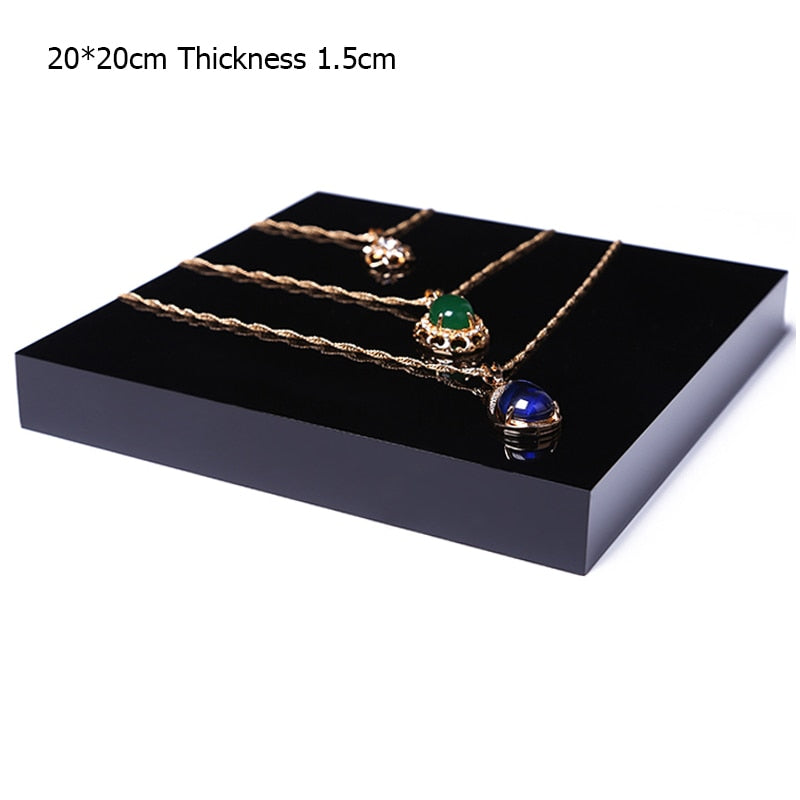 Square Solid Acrylic Display Stand Cabinet Shop Retail Jewellery Watch Art Counter Display Riser Block Clear Black Frosted White