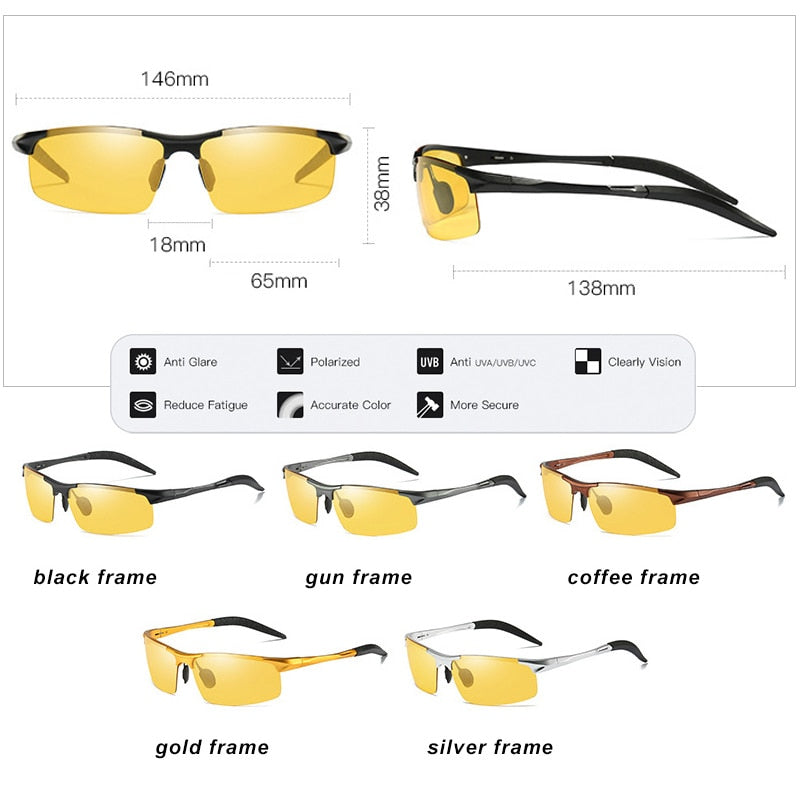 Aluminium Magnesium Photochrome Sonnenbrille Polarisierte Nachtsichtbrille Herren Oculos Driver Yellow Driving Glasses gafas de sol