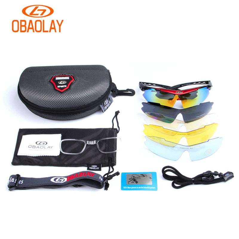 OBAOLAY, gafas de sol polarizadas UV400 para ciclismo, gafas para bicicleta, gafas para montar, deportes al aire libre, gafas de pesca, 5 lentes