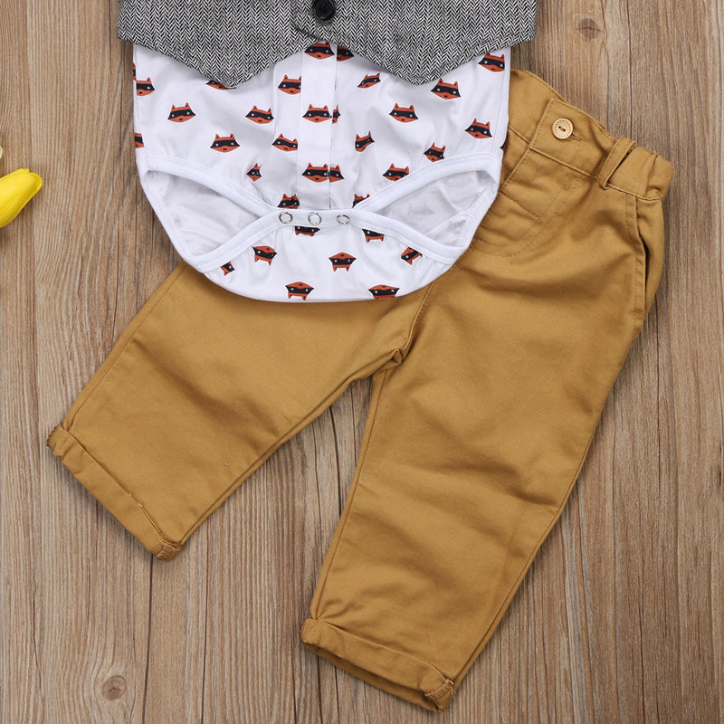 Citgeett Gentleman Toddler Baby Boys Formal Fox Suit Bowknot Chaleco Pantalones amarillos Bowtie Tuxedo Trajes casuales Conjunto de otoño 2017