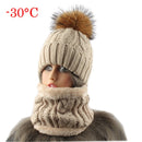 2021 Womens Hat With Scarf Warm Fleece Inside Beanie Girls Winter Cap For Women Real Mink Fur Pompom Hat Female Knitted Caps
