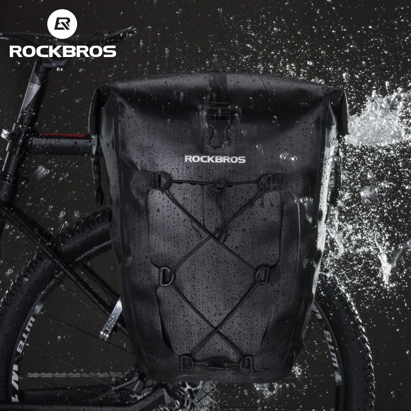 ROCKBROS Cycling Bike Bag Waterproof Bicycle Rear Rack Bag Tail Seat Trunk Bags Pannier 27L Big Basket Case MTB Bike Accessories