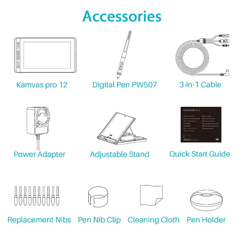 HUION KAMVAS Pro 12 Digitales Grafiktablett, batterieloses Stift-Display, Zeichentablett-Monitor mit Neigungsfunktion, AG-Glas-Touch-Bar