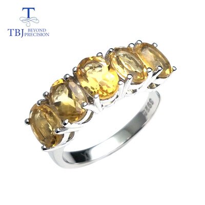 TBJ, conjunto de joyas de piedra citrina natural, anillo y arete en plata de ley 925, joyería fina para mujeres, uso diario, regalo de San Valentín