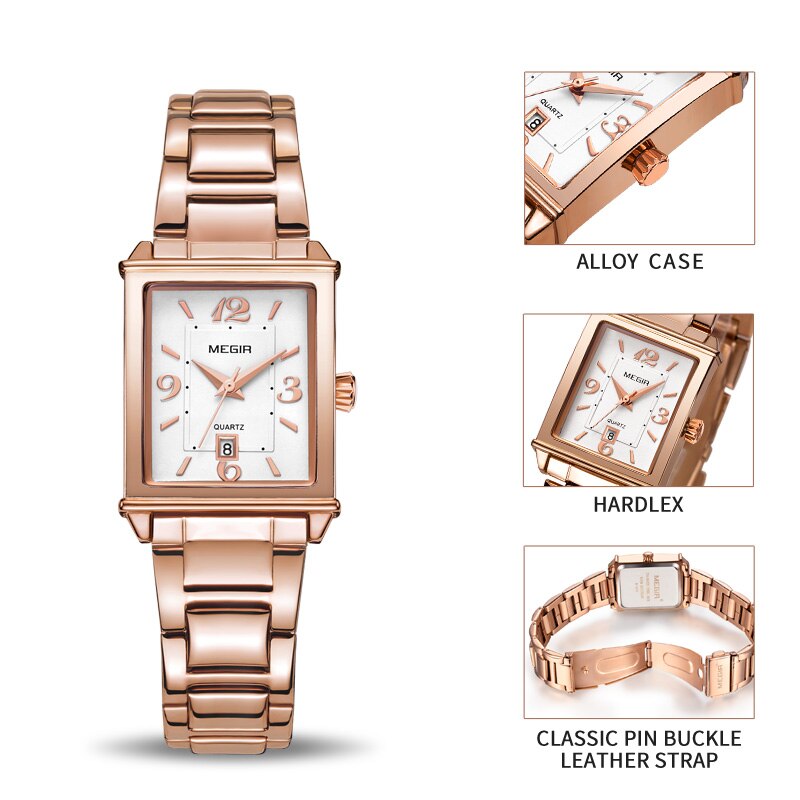 MEGIR Ladies Watches Rose Gold Luxury Women Bracelet Watch for Lovers Fashion Girl Quartz Wristwatch Clock Relogio Feminino 1079