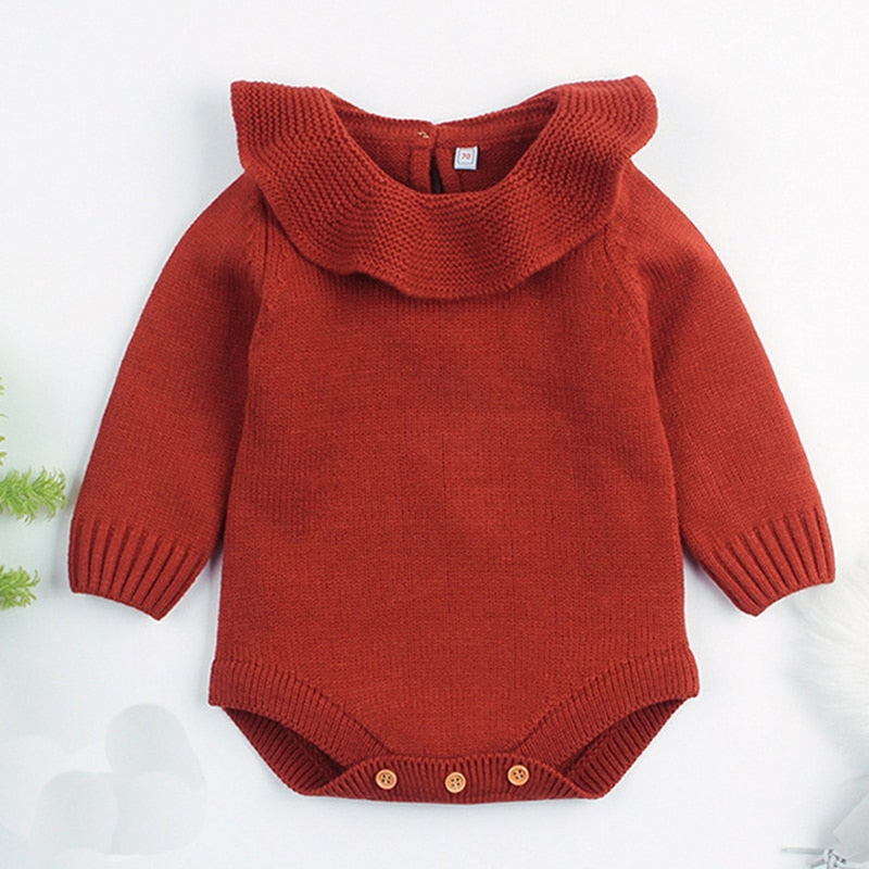 Baby Junge Mädchen Herbst Winter Kleidung Langarm Einfarbig Gestrickte Warme Strampler Overall Neugeborene Kleidung